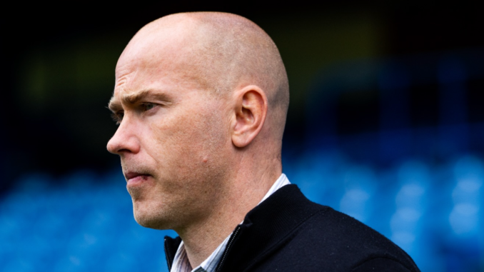 Jens Berthel Askou, manager of Motherwell FC, inside of Ibrox Stadium, home of Rangers FC before their Scottish Premiership match.