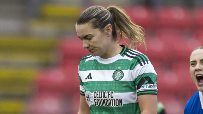 Saoirse Noonan of Celtic FC has her penalty saved during the Sky Sports Cup Semi Final, Rangers FC vs Celtic FC, Broadwood Stadium, Cumbernauld, 01/02/2026